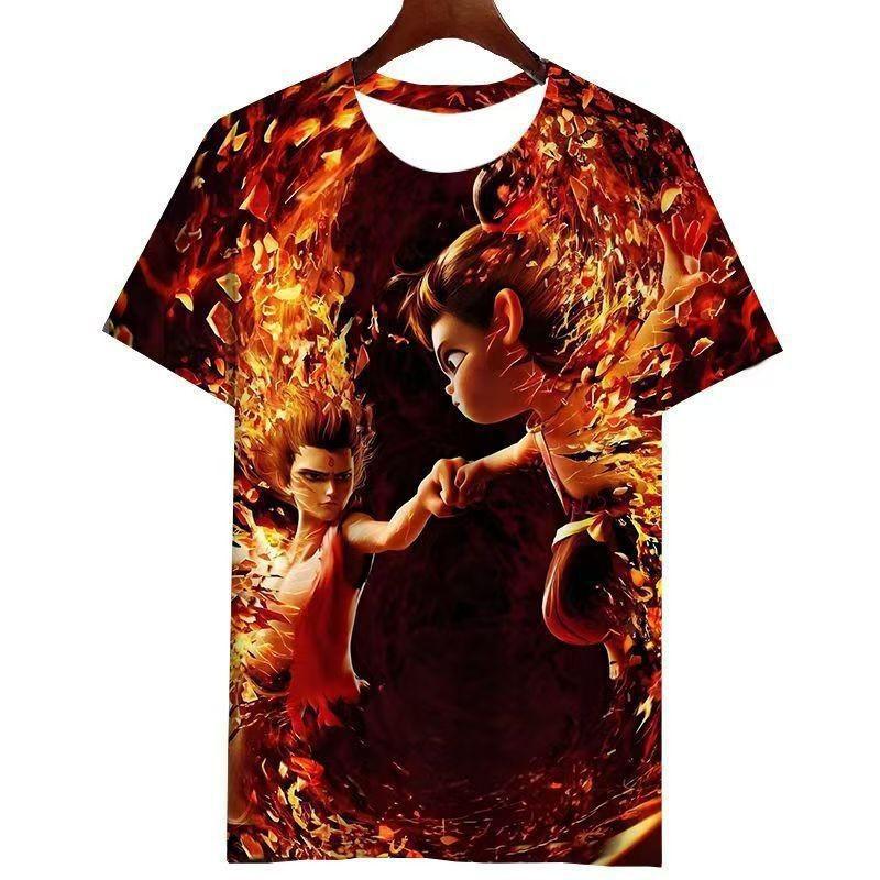 Футболка для мужчин и женщин, детская, Nezha's Demon, детские, мужские и женские футболки с изображением моря, летние футболки с 3D-печатью, короткий рукав, мужская одежда