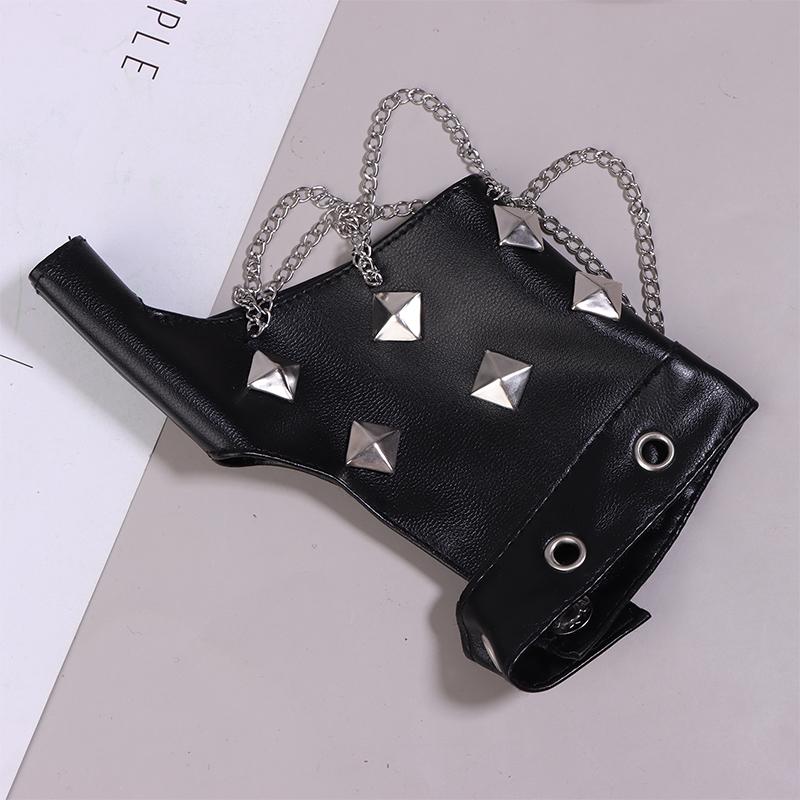 Модные мужские панк хип-хоп заклепки полупальцевые кожаные перчатки женские сценические перчатки без пальцев для сенсорного экрана мотоциклетные варежки