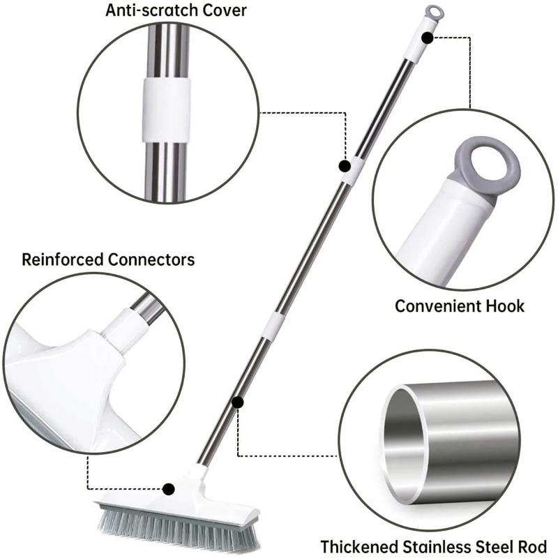 Щетка для мытья пола 2 в 1 Щетка для чистки с регулируемой длинной ручкой Многофункциональный инструмент для чистки ванной комнаты и кухни