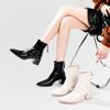 2024 New Boots Women's Autumn Thin High-heeled Short Boots Retro British Style Medium Tube Thick Heel Pointed Short Boots