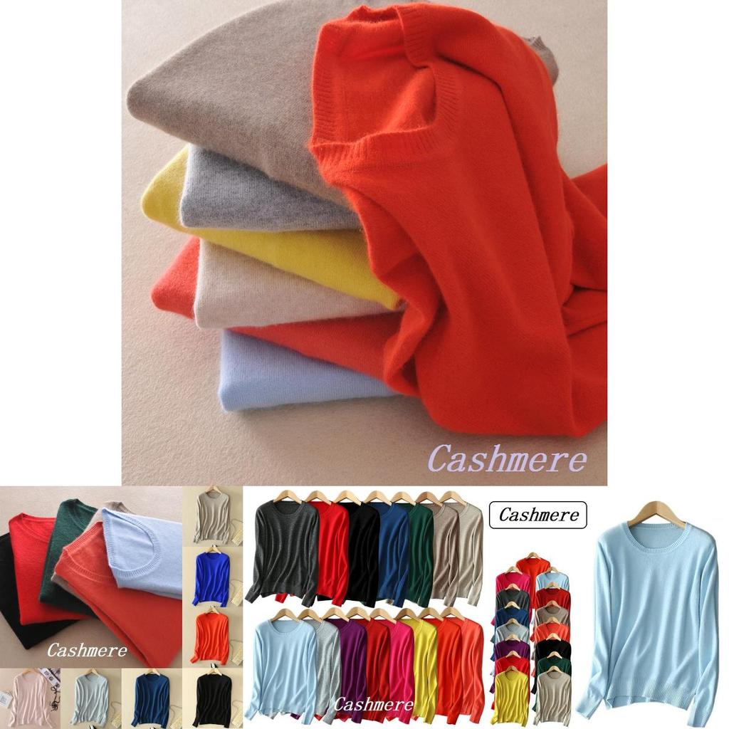 Stylish Women's Cashmere Loose Pullover Crew Neck Knit Sweater For Cozy Winter Wear