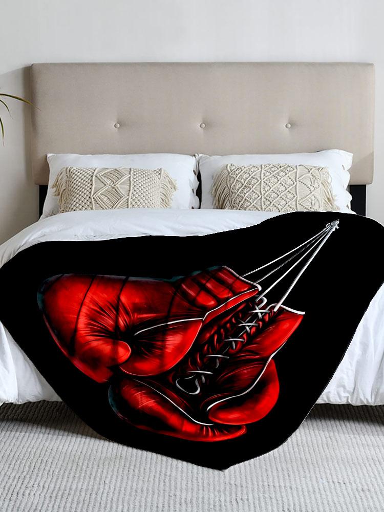 1 piece boxing gloves themed flannel blanket, perfect for sofa, bed, office. Ideal gift for family, friends, and holidays.