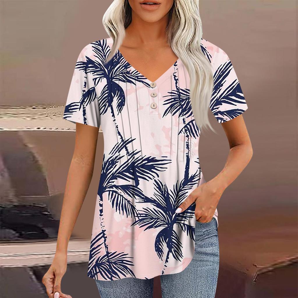 Женские рубашки с короткими рукавами, топы, элегантные повседневные рубашки, топы с V-образным вырезом и плиссировкой
