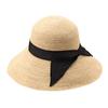 Hat UKH091 Fiona Raffia Wide Brim Ribbon Capelin Raffia Hat Ladies Simple Natural Sunshade UV Protection Size (Tanaka Store) Women's (M (57.5cm),