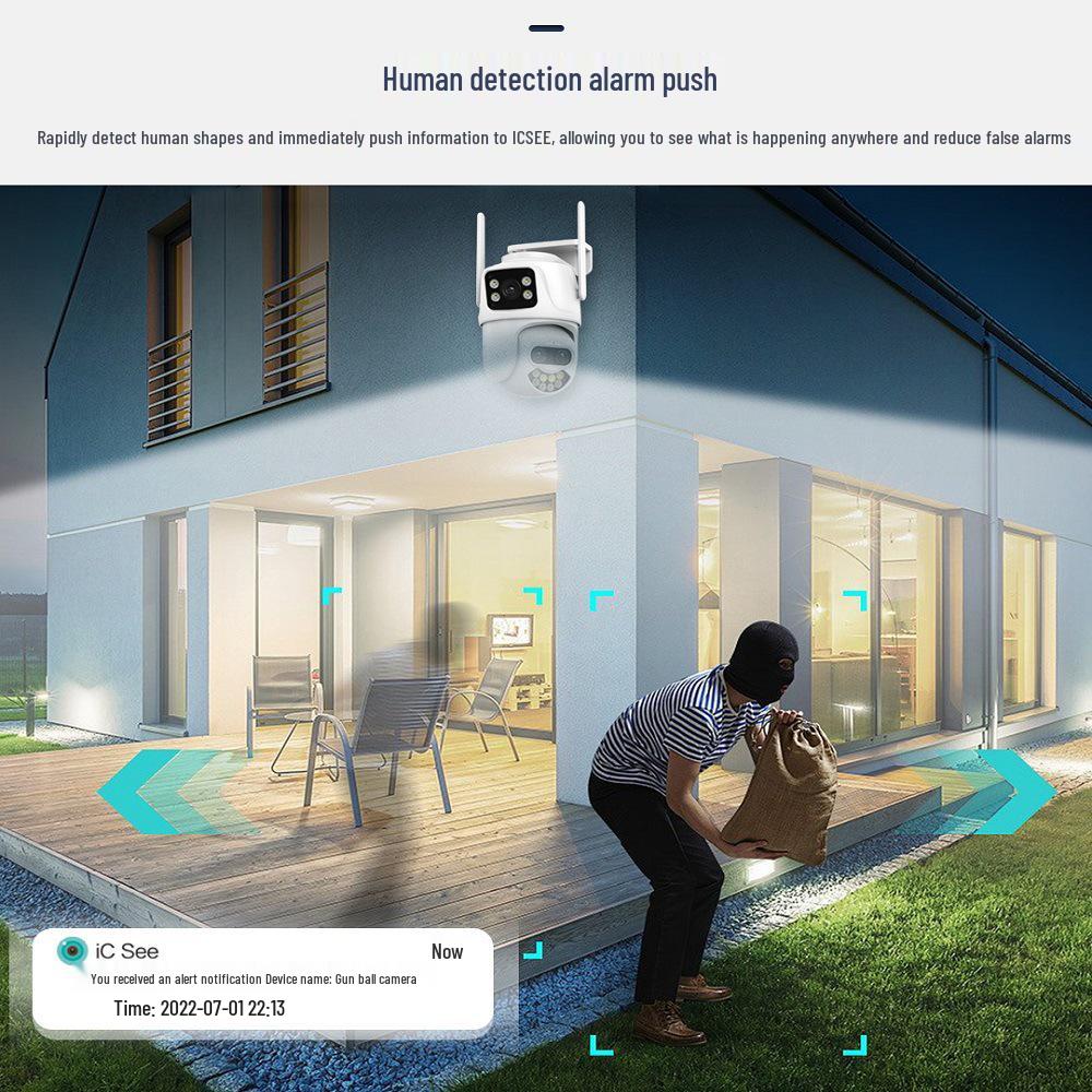 Icsee 9MP Dual-Screen PTZ Wireless Three-Lens HD Surveillance Camera