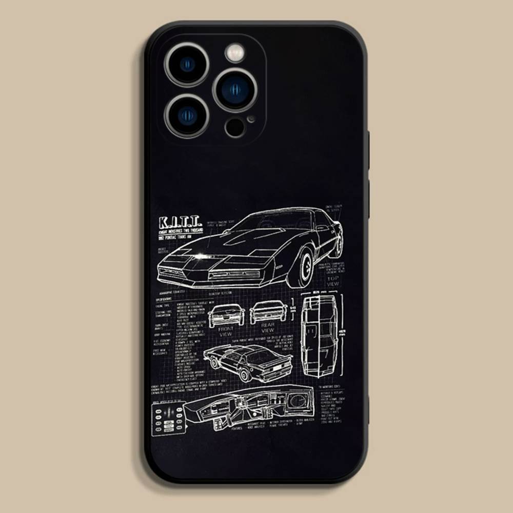 K-Knight Rider K-KITT Car For iPhone 17,16,15,14,13,12,11,Pro,Max,Plus,E,SE4,Air,Mini Black Soft Cover Phone Case