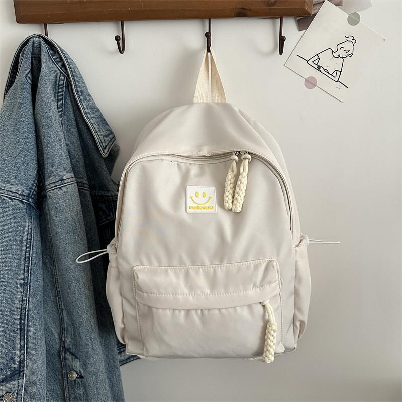 Smiling Pattern Face Solid Color Backpack Oxford Schoolbag For Daily Fashion Use