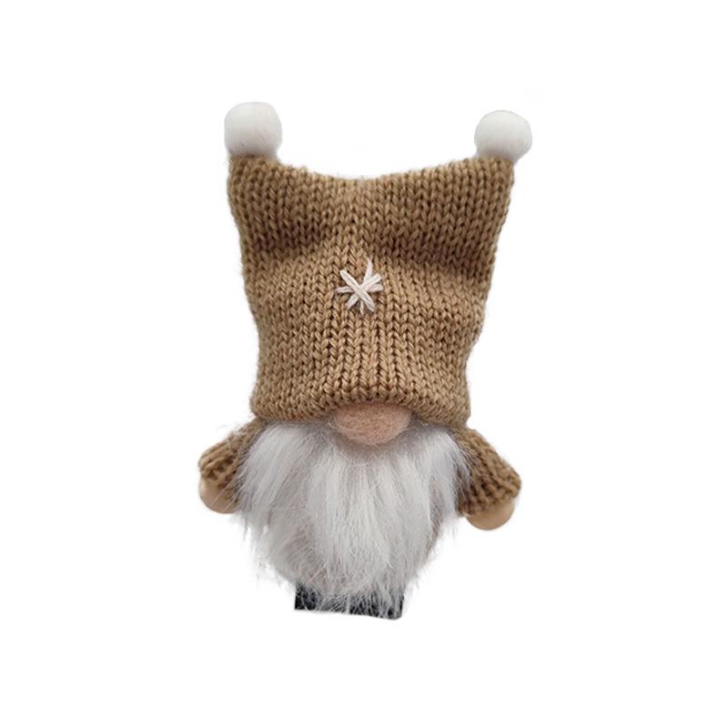 Crochet Faceless Doll Ornament with Double Pom Pom Hat - Cute Christmas Decoration Figurine