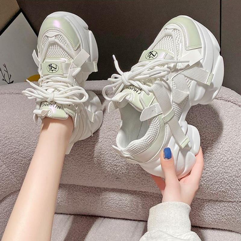 Женские массивные кроссовки на высокой платформе 8 см, спортивная обувь для папы, женские повседневные зимние туфли из блестящей кожи, Zapatillas Mujer