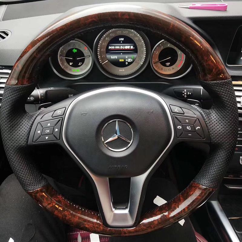 for Mercedes Benz W176 W246 A-Class C-Class W204 C117 C218 X218 W212 C207 Hand-stitched non-slip car Steering Wheel Cover BD1