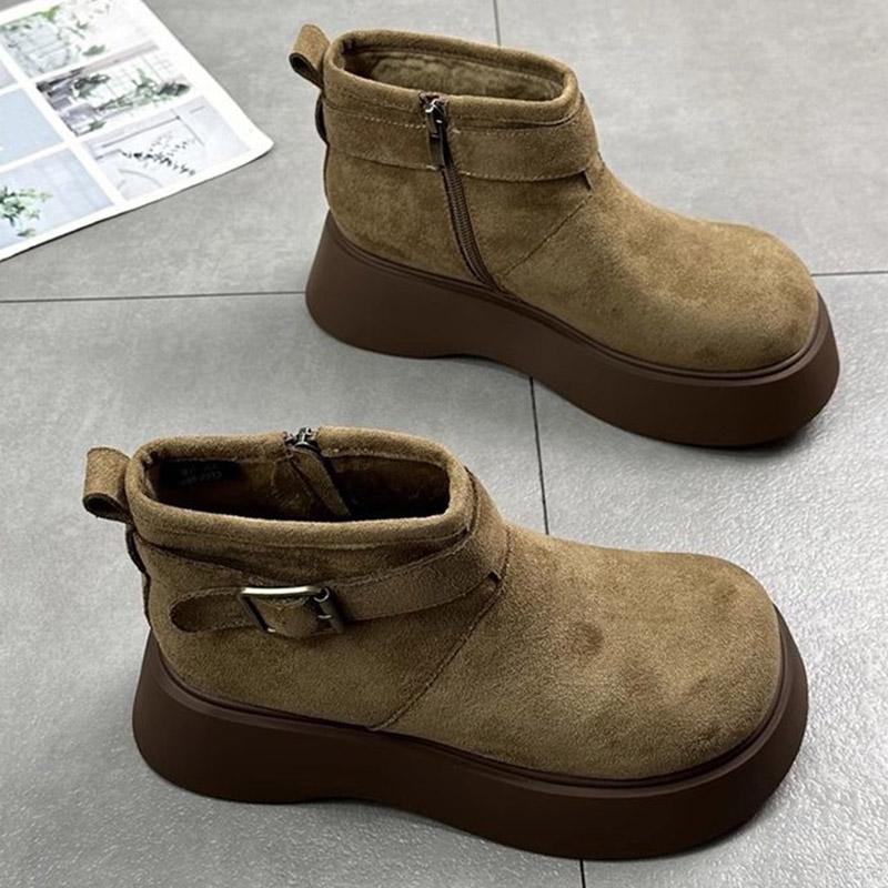 Замшевые женские ботильоны на платформе, модная повседневная обувь на плоской подошве, женская мода 2025 года, зимние новые брендовые дизайнерские удобные женские ботинки для ходьбы