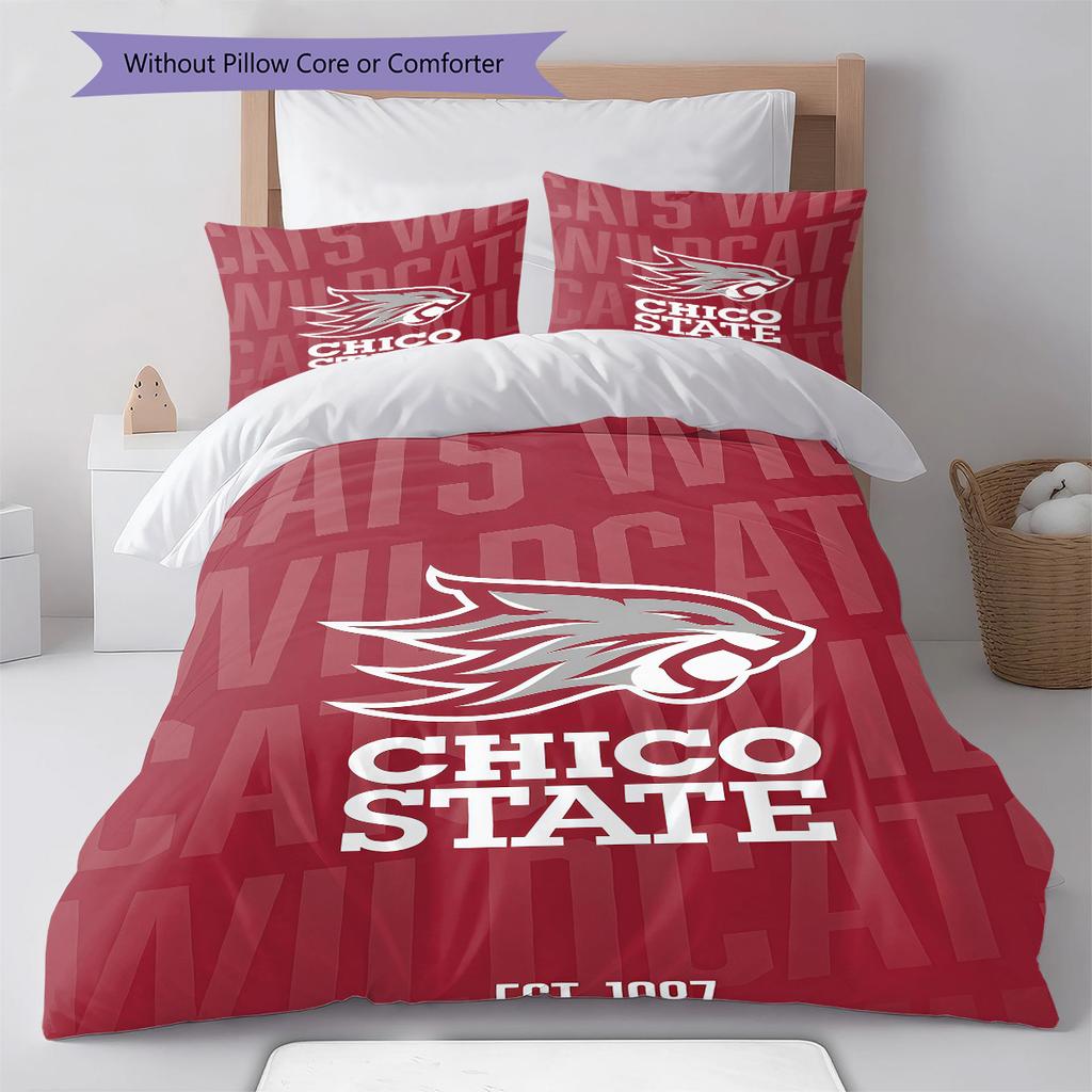 Cal State Chico Wildcats Pattern Bedding Set Quilt Cover Pillowcase Home Decor Gift (1 * duvet cover + 2 * pillowcase, without core)