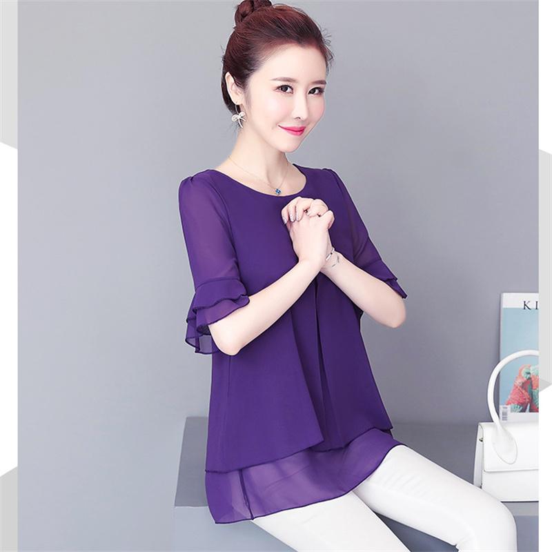 2022 Блузка, свободный топ, женские шифоновые рубашки с рукавами-бабочками, летняя женская одежда средней длины, новая корейская рубашка, топы с рюшами