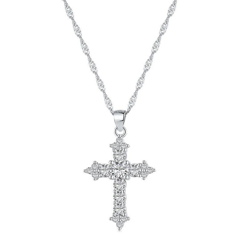 Elegant Zircon Cross Pendant Necklace for Women – Versatile and Stylish Choker Clavicle Chain