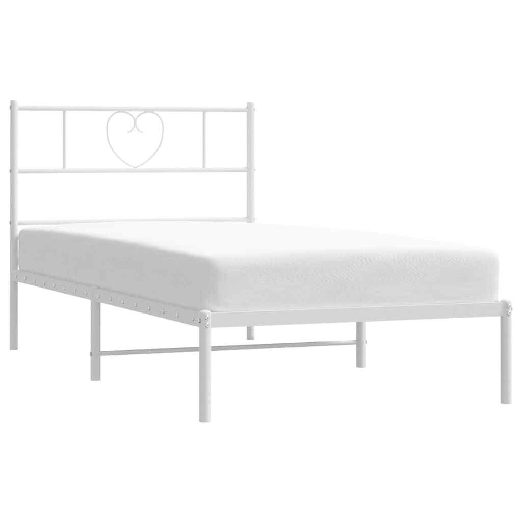 Metal Bed Frame with Headboard White 80x200 cm