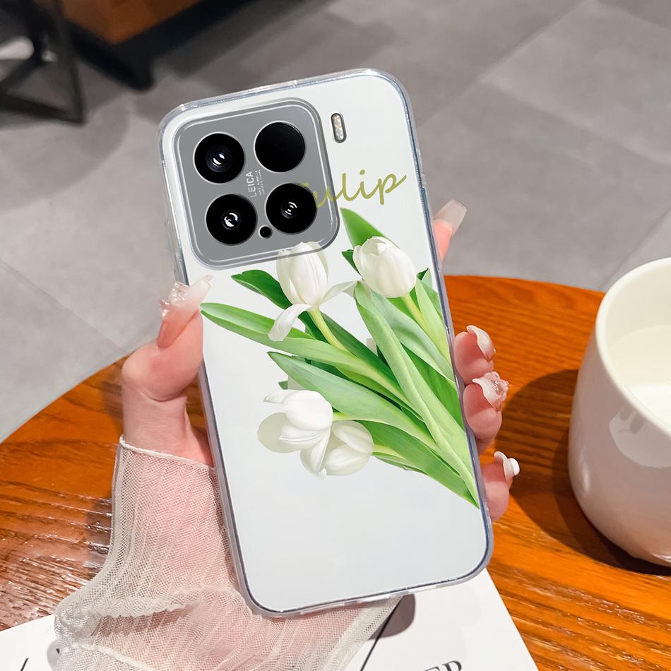Чехол 'Цветы для отдыха' для Xiaomi 15 Pro, Прозрачные чехлы для телефона, Цветная мягкая задняя крышка для Xiaomi15 15Pro, Силиконовый противоударный корпус