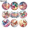 8 Pieces/set of Diamond Butterfly Patterned Coasters, DIY Coasters with Holder, Suitable for Beginners and Adults, Art and Craft Supplies Gifts