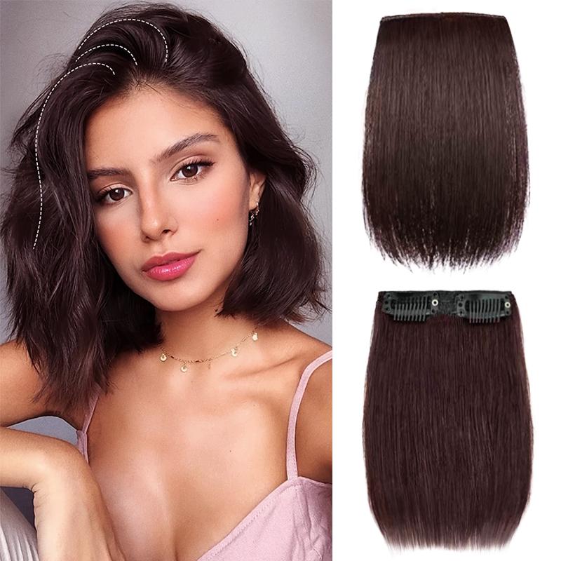 Синтетические короткие прямые изогнутые накладные волосы для наращивания на натуральные густые накладные волосы на заколках для женщин с редеющими волосами