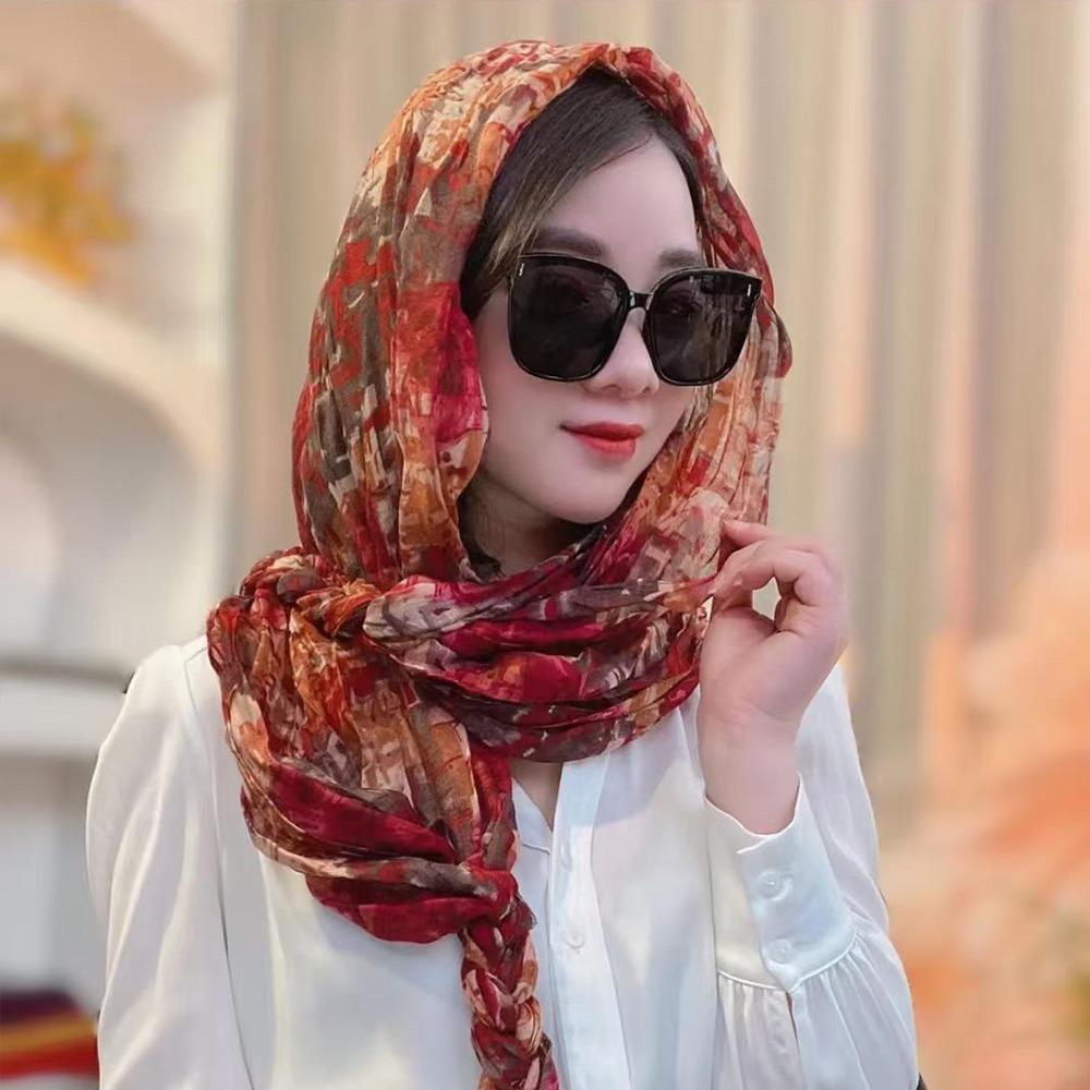Handwoven Sunscreen Scarf Long Headscarf Shawl Fashion Accessory Beach Shawl Spring Summer
