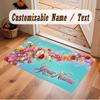 Floral Garden Theme Crystal Velvet Floor Rug Personalized Custom Name Text Warm Carpet Home Decoration