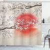 unframed Pink Cherry Blossom Peach Blossoms Shower Curtain Set Flowers White Background Girl Bathroom Polyester Cloth Screen 12