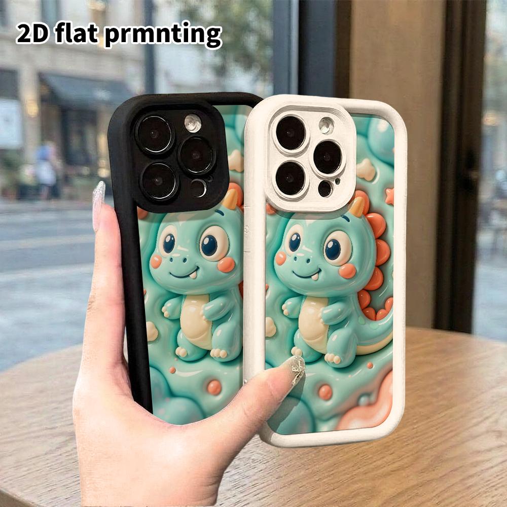 Phone case: 2D flat design, suitable for iPhone 18 17 16 15 14 13 Pro protective case, little dinosaur, perfect Christmas and Halloween holiday gift