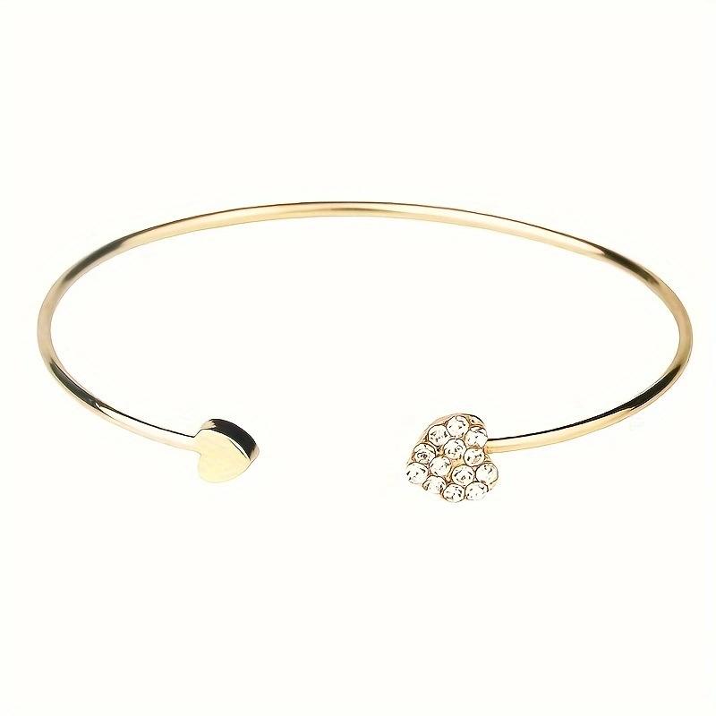 Hot-selling jewelry full diamond heart-shaped love bracelet, adjustable opening bracelet, double peach heart spot