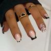Hot Short Nail Patch Valentine'S Day Collection Fashion Love French Striped Short Wear Nail