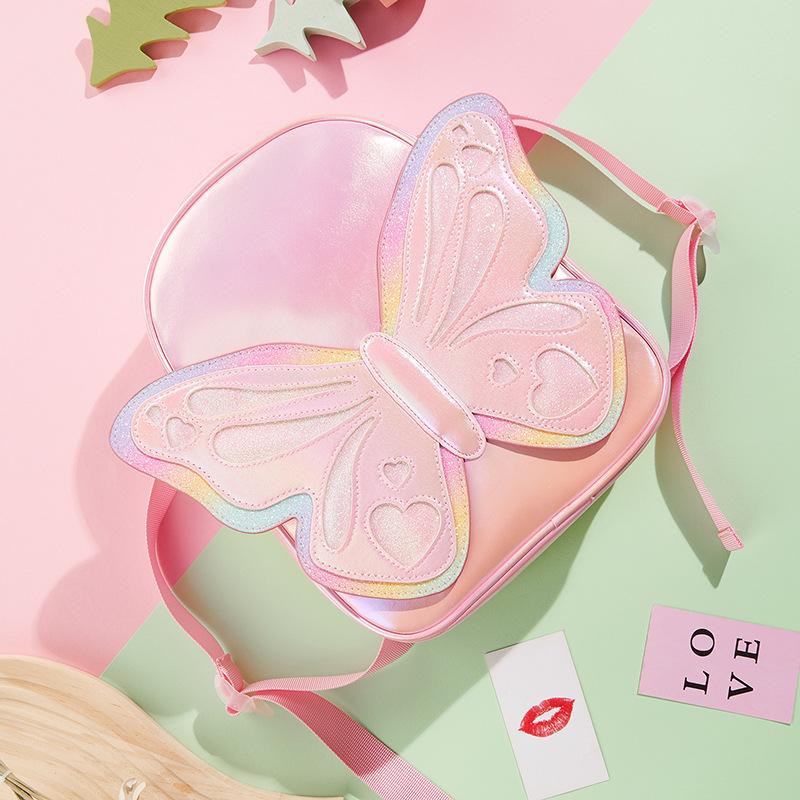 Cute Butterfly Backpack Glitter Fashion Casual Little Girl Accessory Double Shoulder Bag Children'S Small Backpack