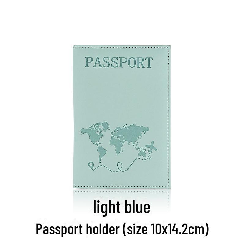 PU Leather Passport Holder with Map Design and Single Edge Sewing