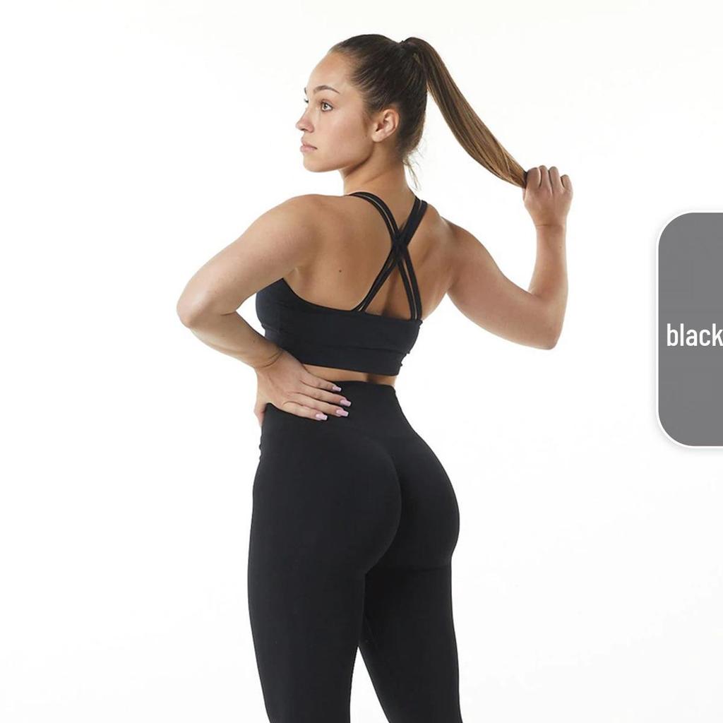 Женский бесшовный плиссированный комплект для йоги из двух частей: Завышенная талия, облегающий крой для фитнеса на открытом воздухе