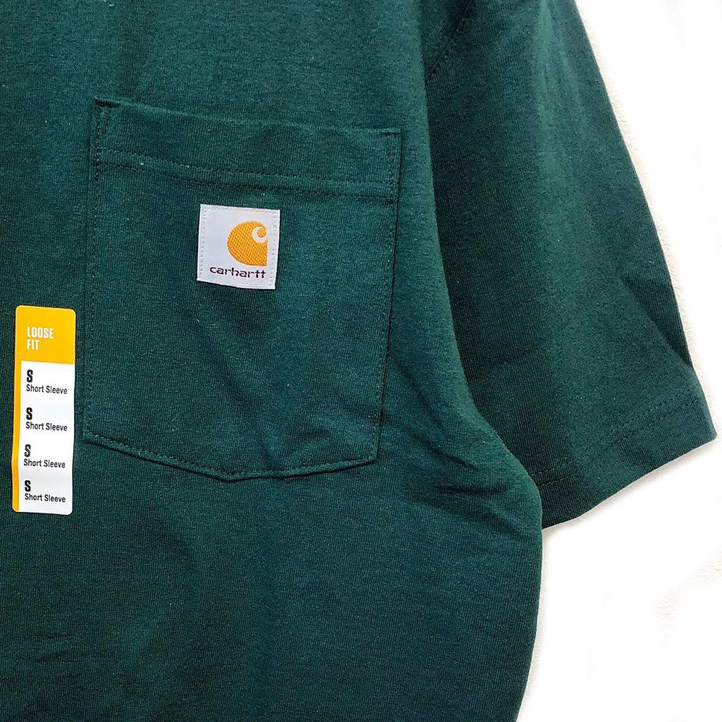 Футболка Carhartt с коротким рукавом и карманом, большой силуэт, большой рабочий карман, охотничий зеленый размер S Футболка Футболка ФУТБОЛКИ С/Р(К87)