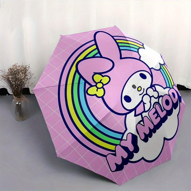 My Melody,Rainbow Automatic opening and closing folding umbrella with 8 rib frame and compact travel design,perfect for all occasions | St