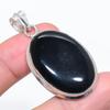 Natural Black Onyx Gemstone 925 Sterling Silver Jewelry Pendant 1.97" I0Q00