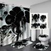 4Pcs Luxury Marble Shower Curtain Sets Bathroom Decor Sets with 12 Hooks Bath Mat Toilet Lid Rug and Non-Slip U Shape Mat