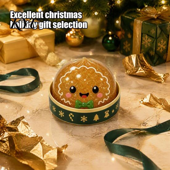 Holiday Desktop Decorations Christmas Bun Squeeze Toy with Steamer, Soft Sensory Fidget Toy, Cute Slow Rebound Fidgets Rising TPR Glitter, Desk Decor