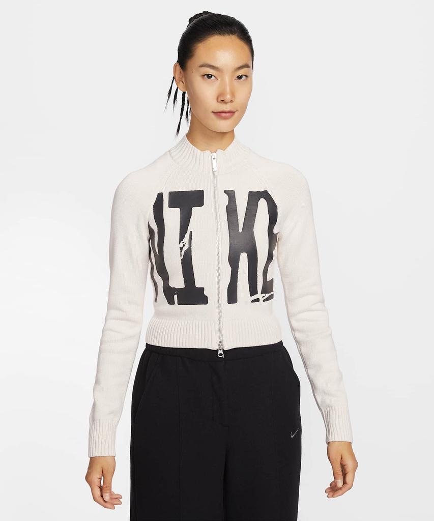 NIKE Sportswear Tight Graphic Full-Zip Sweater W - Chalk:Black / If4414-104