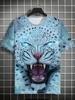 Новая мужская футболка с 3D принтом Fierce Leopard, летняя модная футболка с круглым вырезом и короткими рукавами для мужчин, уличная одежда Tiger