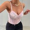 Cross-border Lace Trim Camisole Bustier with 3D Flower Embroidery & Underwire Support