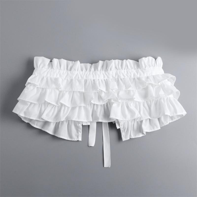 Элегантный готический викторианский многослойный жабо-чокер с завязками для женщин и девушек, съемная плиссированная накидка-шаль