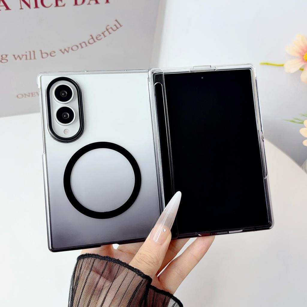Прозрачный градиентный акриловый чехол с магнитной петлей для Samsung Galaxy Z Fold 8 Ultra 8 7 6 5 с покрытием для беспроводной зарядки Magsafe