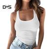Женские топы с U-образным вырезом без рукавов, облегающие однотонные топы-майки в рубчик, эластичные, летние, повседневные, жилеты, рабочая одежда