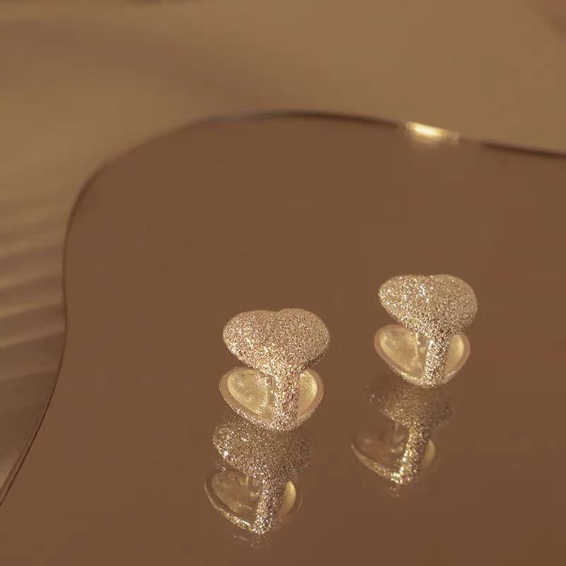 BF CLUB 925 Sterling Silver Vintage Earrings For Women Trendy Shinning Heart Earring Jewelry Prevent Allergy Party Accessories