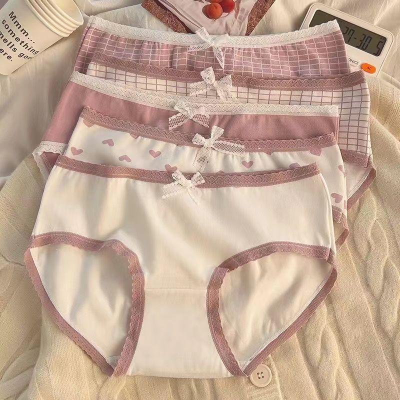 Женские хлопковые трусы со средней посадкой «Таро Пурпурное сердце» из японского таро — дышащие, большого размера для девочек и студентов