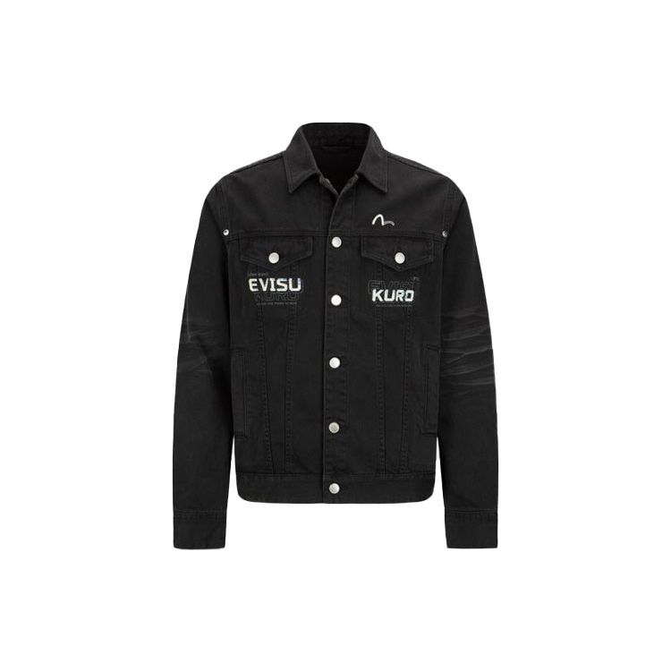 Evisu SS22 Family Flower Symbol Denim Jacket Men jackets Black 2ESGNM2DJ735XXCT