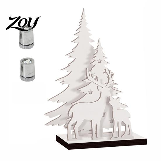 Wooden Christmas Decorations Vintage Tree, LED Lighted Tabletop Centerpiece Decorations, Gifts for Winter Reindeer Xmas Desktop Indoor Decor