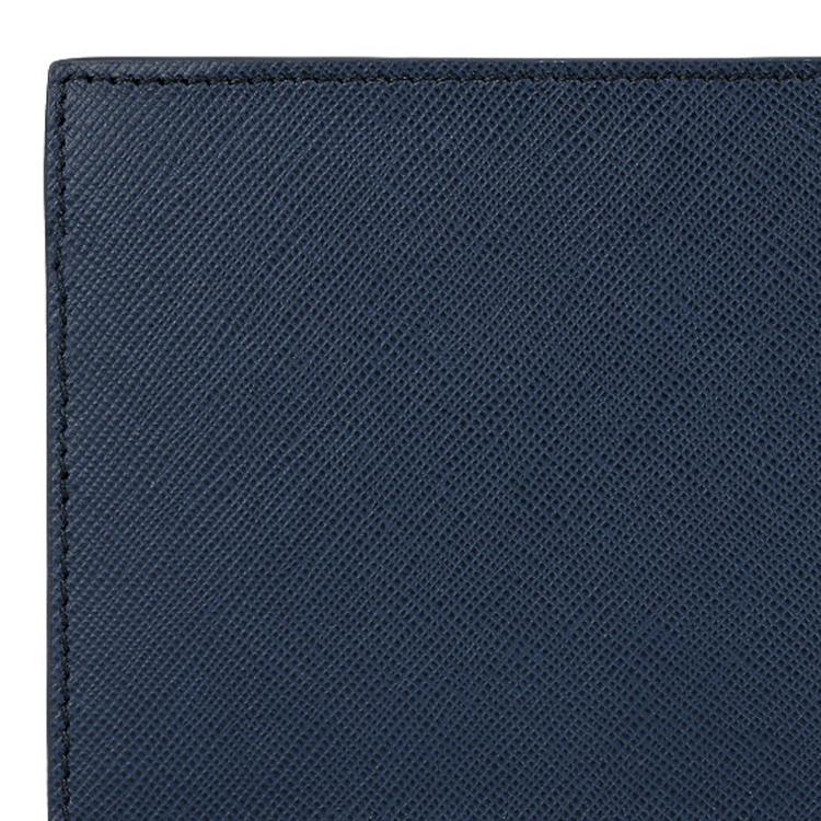 Montblanc Серия 'Мастер' Кожаный кошелек с зернистой текстурой, короткий, двойного сложения, мужской. Цвет: Индиго 113217