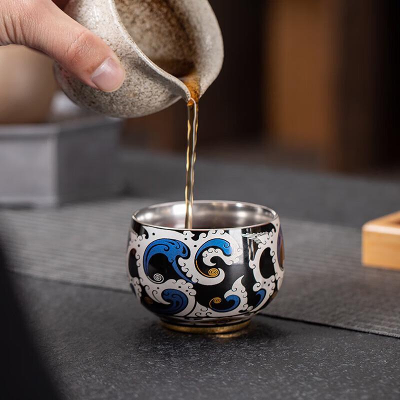 Gilded Silver Azure Dragon Master Tea Cup