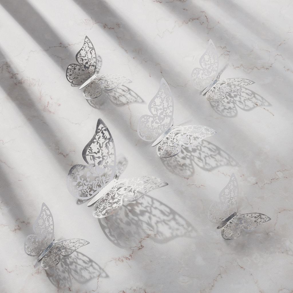 12 Pcs 3D Hollow Wall Stickers Butterfly Fridge for Home Decoration New