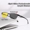 Men Half Frame Night Vision Photochromic Myopia Glasses Day and Night Anti-blue Light Eyewear Business Yellow Lenses Glasses